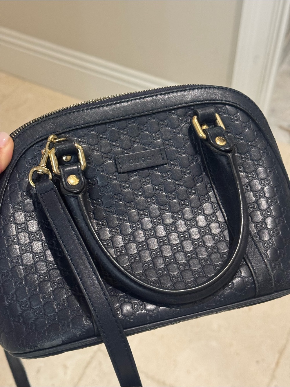 Gucci Black GG Microguccissima Dome Mini Bag with Gold Hardware